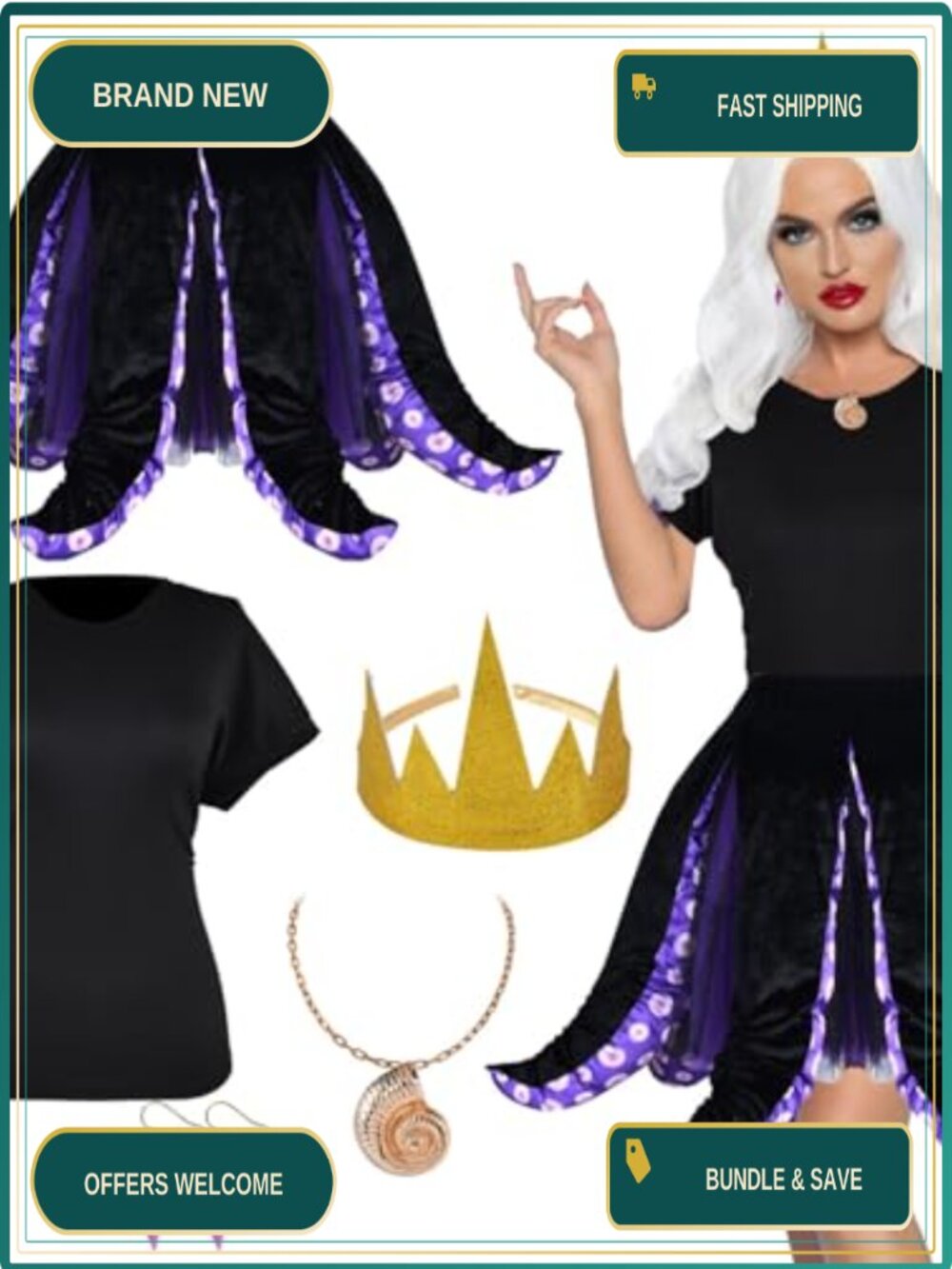 Halloween Octopus Costume Adult Tentacle Skirt Tutu Set Cosplay Party
